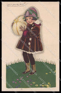 Illustratori Artist Signed Mauzan Girl Easter Pasqua serie 302-3 pc ZG6627 – fronte