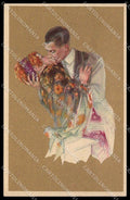 Illustratori Artist Signed Bompard Lady Kissing Couple serie 115-1 pc ZG6631 – fronte
