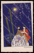 Illustratori Artist Signed Meschini Lady Couple Venezia Hand Painted pc ZG6649 – fronte