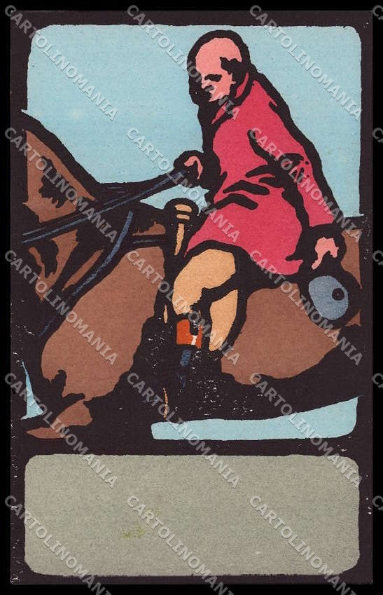 Illustratori Artist Signed Man Horse Hand Painted MM Vienne serie 172 pc ZG6678 – fronte