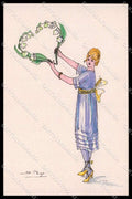 Illustratori Artist Signed Pavy Fashion Lady Hand Painted Picot cartolina ZG6682 – fronte