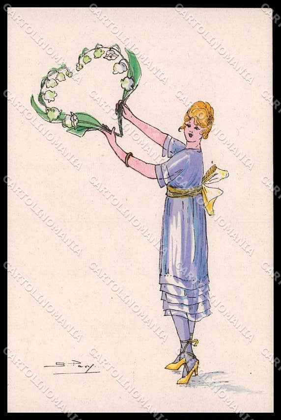 Illustratori Artist Signed Pavy Fashion Lady Hand Painted Picot cartolina ZG6682 – fronte