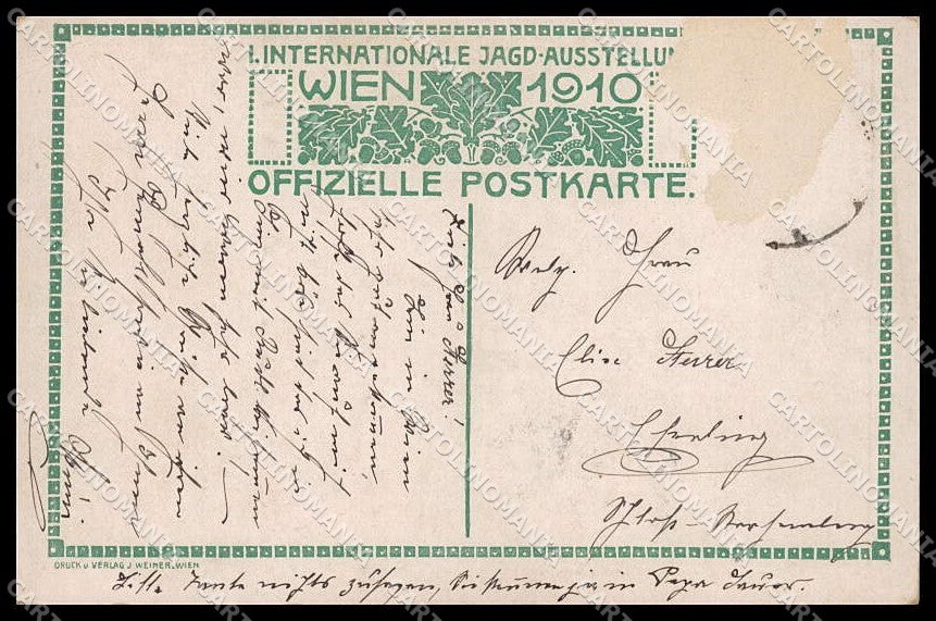 Artist Signed H. Kalmsteiner Jagd Austellung Wien 1910 CORNER CREASED pc ZG6707 – retro