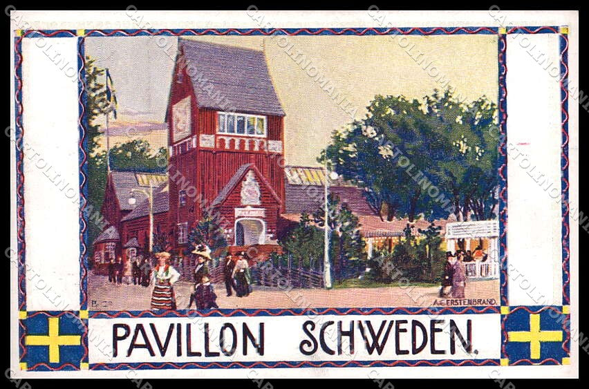 Artist Signed Gerstenbrand Jagd Austellung Wien 1910 Pavillon Schweden pc ZG6708 – fronte