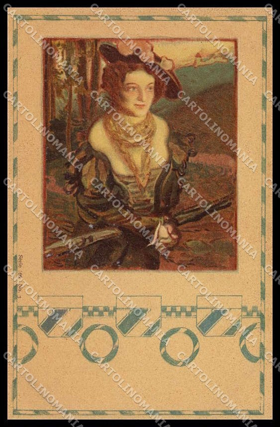Illustratori Artist Signed Kempf Lady Art Nouveau serie 166-3 cartolina ZG6711 – fronte
