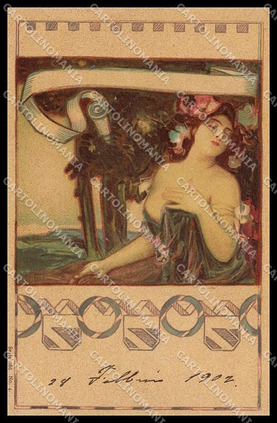 Illustratori Artist Signed Kempf Lady Art Nouveau serie 166-4 cartolina ZG6715 – fronte
