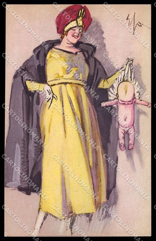 Illustratori Artist Signed Sacchetti Fashion Lady Cupid Polenghi 21-3 pc ZG6726 – fronte