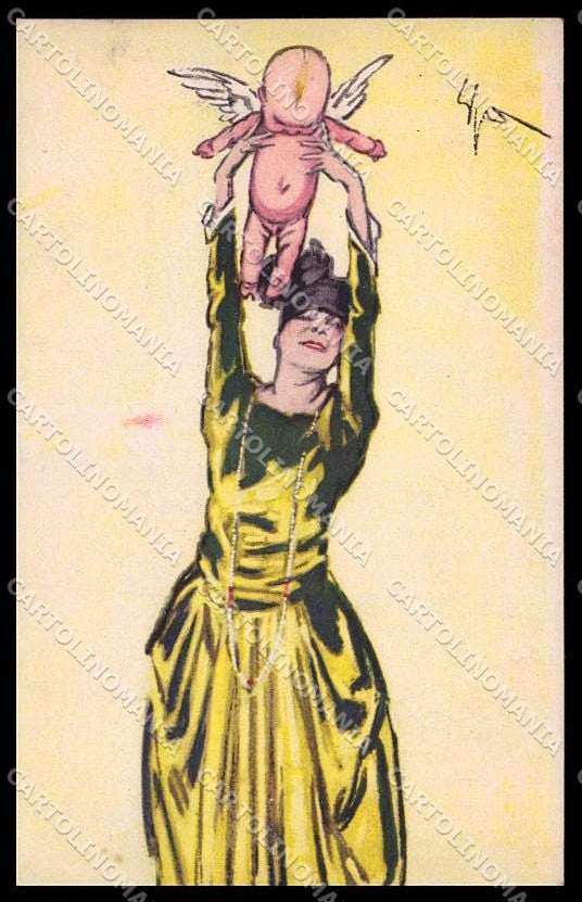 Illustratori Artist Signed Sacchetti Fashion Lady Cupid Polenghi 21-4 pc ZG6727 – fronte