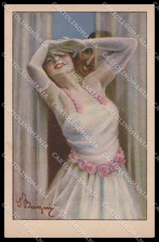 Illustratori Artist Signed S. Bagni Glamour Fashion Lady serie 2214 pc ZG6733 – fronte
