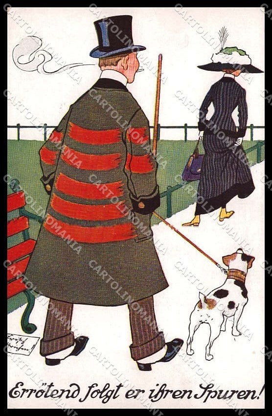 Illustratori Artist Signed Glamour Fashion Lady Man Dog serie 4352 pc ZG6738 – fronte