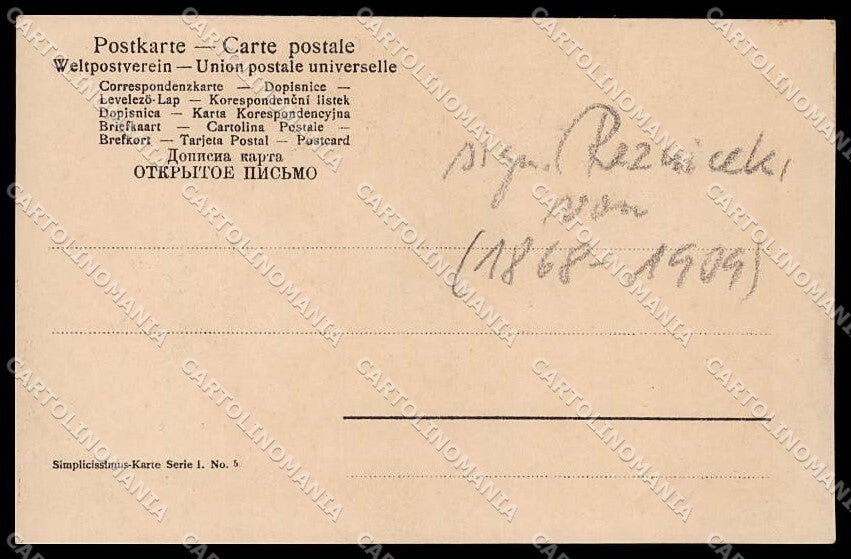 Artist Signed F. v. Reznicek Lady Romantic Couple Simplicissimus I-5 pc ZG6740 – retro