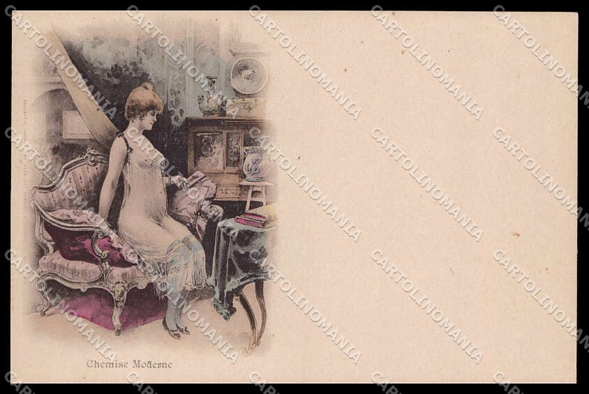 Illustratori Artist Signed Le Riverend Risque Lady Chemise Mode cartolina ZG6743 – fronte