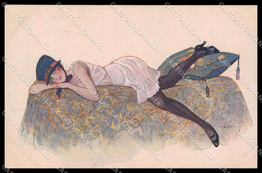 Illustratori Artist Signed A. Jarach Risque Lady Rue de la Paix 161 pc ZG6757 – fronte