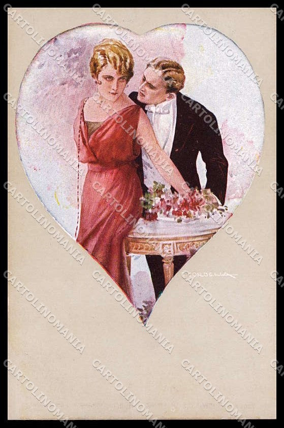 Illustratori Artist Signed Corbella Lady Couple serie 224-6 cartolina ZG6767 – fronte