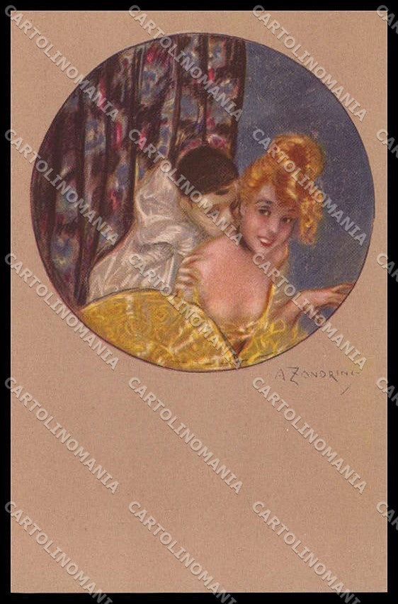 Illustratori Artist Signed A Zandrino Lady Carnival Pierrot 93-3 pc ZG6771 – fronte