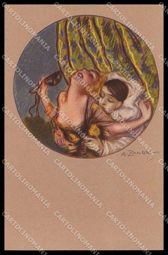 Illustratori Artist Signed A Zandrino Lady Carnival Pierrot 93-2 pc ZG6773 – fronte