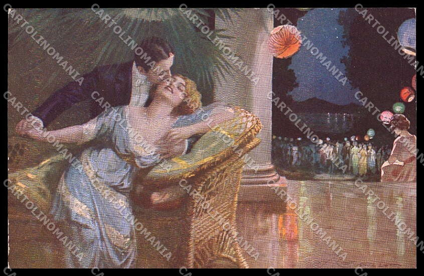 Illustratori Artist Signed Guerzoni Lady Romantic Couple serie 736-4 pc ZG6787 – fronte