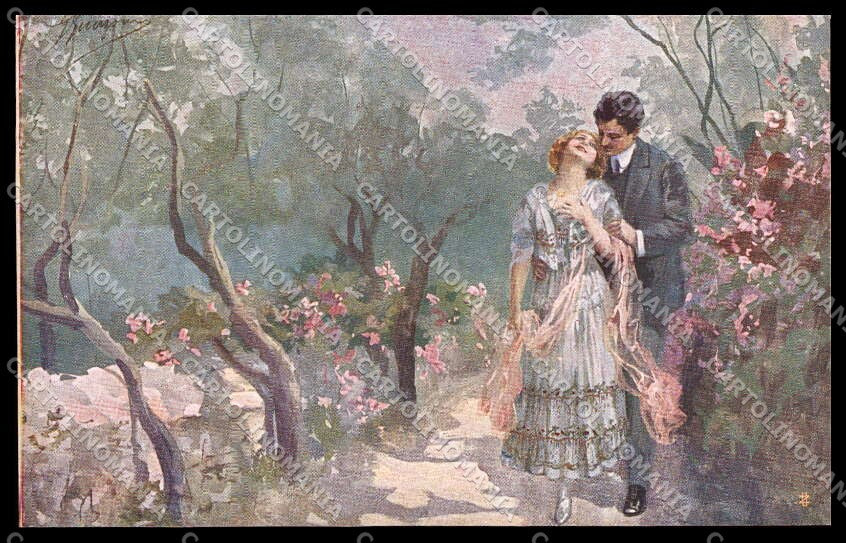 Illustratori Artist Signed Guerzoni Lady Romantic Couple serie 1013-4 pc ZG6793 – fronte