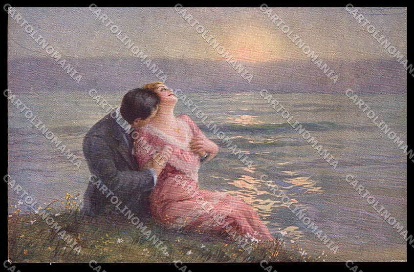 Illustratori Artist Signed Guerzoni Lady Romantic Couple serie 1013-6 pc ZG6795 – fronte