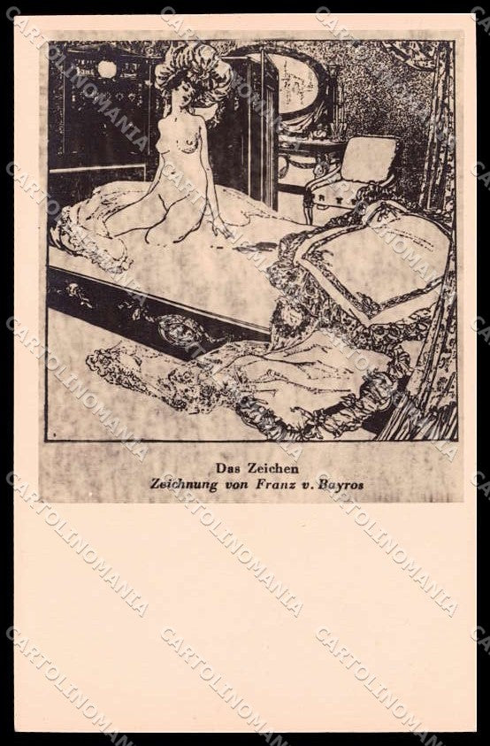 Illustratori Artist Signed Franz v. Bayros Nude Lady RPPC cartolina ZG6810 – fronte