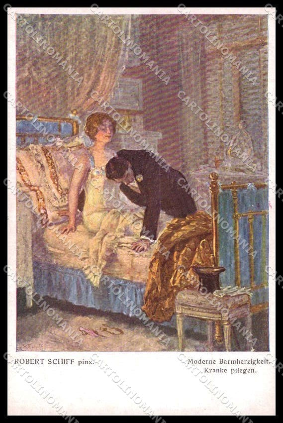 Illustratori Artist Signed R. Schiff Lady Romantic Couple serie 22-62 pc ZG6812 – fronte