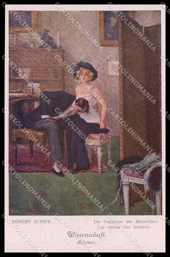 Illustratori Artist Signed R. Schiff Lady Romantic Couple serie 22-107 pc ZG6813 – fronte