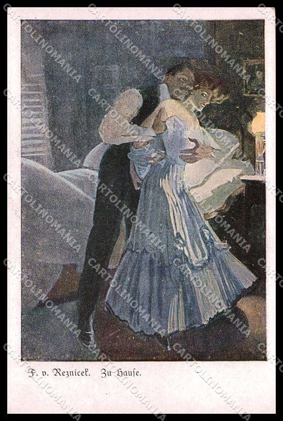 Artist Signed F. v. Reznicek Lady Romantic Couple serie 1046 pc ZG6815 – fronte