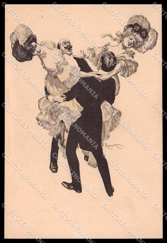 Artist Signed Reznicek Lady Romantic Couple Dance Simplicissimus V-10 pc ZG6819 – fronte