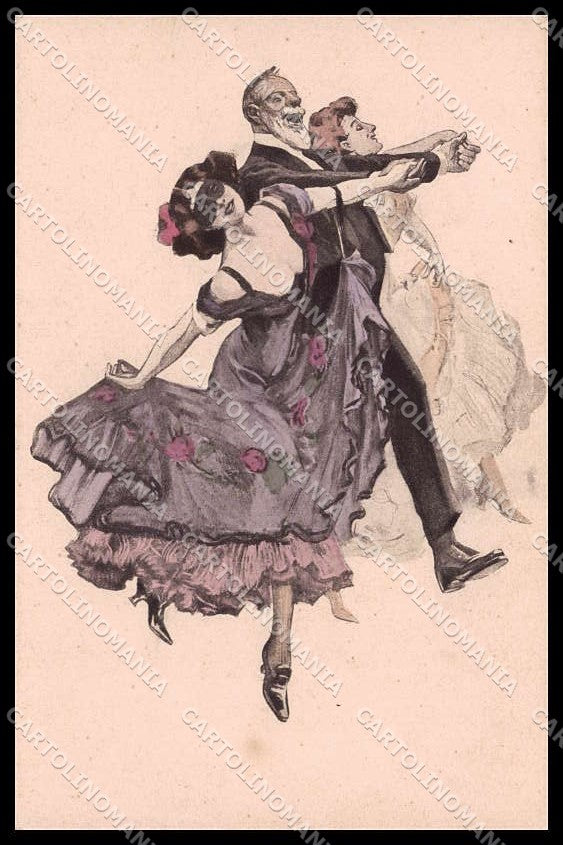 Artist Signed Reznicek Lady Romantic Couple Dance Simplicissimus V-10 pc ZG6820 – fronte