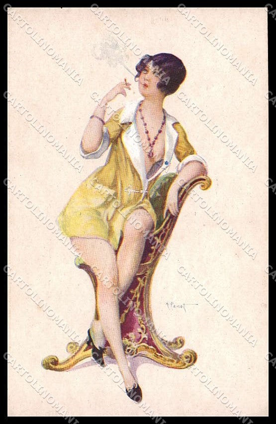 Artist Signed Penot Risque Lady Le Cabinet de Toilette serie 28-2 pc ZG6830 – fronte