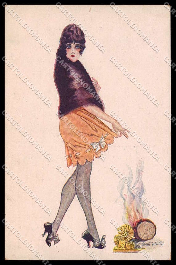 Artist Signed M. Pepin Risque Lady Noel de Rirette serie 18-86 ABRADED pc ZG6840 – fronte