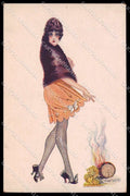 Artist Signed M. Pepin Risque Lady Noel de Rirette serie 18-86 ABRADED pc ZG6840 – fronte