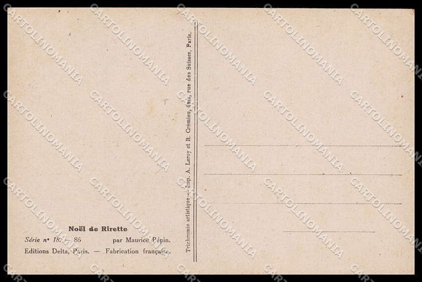 Artist Signed M. Pepin Risque Lady Noel de Rirette serie 18-86 ABRADED pc ZG6840 – retro