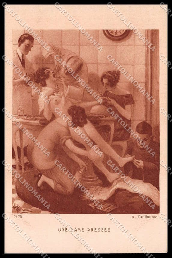 Illustratori Artist Signed A Guillaume Nude Lady Une Dame Pressee 7175 pc ZG6875 – fronte