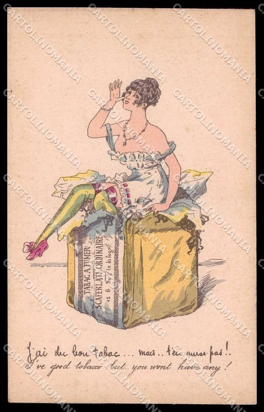 Illustratori Artist Signed Santini Risque Lady Tabac 3037 pc ZG6877 – fronte