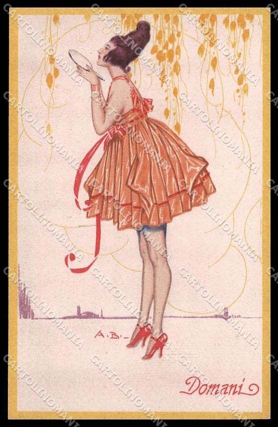 Illustratori Artist Signed Aldo Bruno Fashion Lady White Back cartolina ZG6929 – fronte