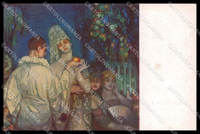 Artist Signed F. B. Masses Lady Pierrot XII Expo Venezia serie 5018 pc ZG6943 – fronte