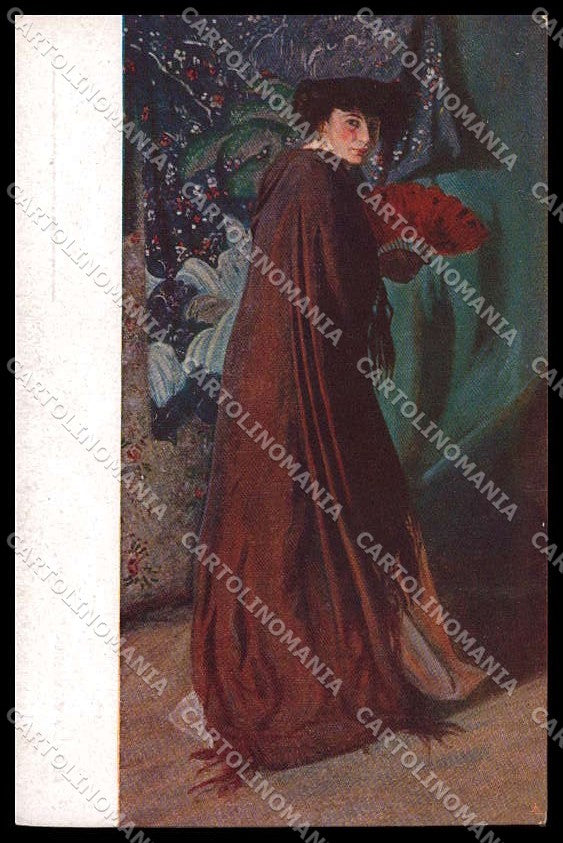 Illustratori Artist Signed A. Maurer Lady Fan XI Expo Venezia cartolina ZG6953 – fronte