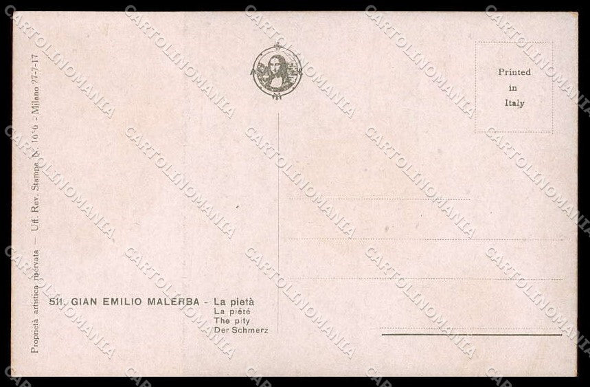 Illustratori Artist Signed G.E. Malerba La PietÃ  Lady Child cartolina ZG6955 – retro