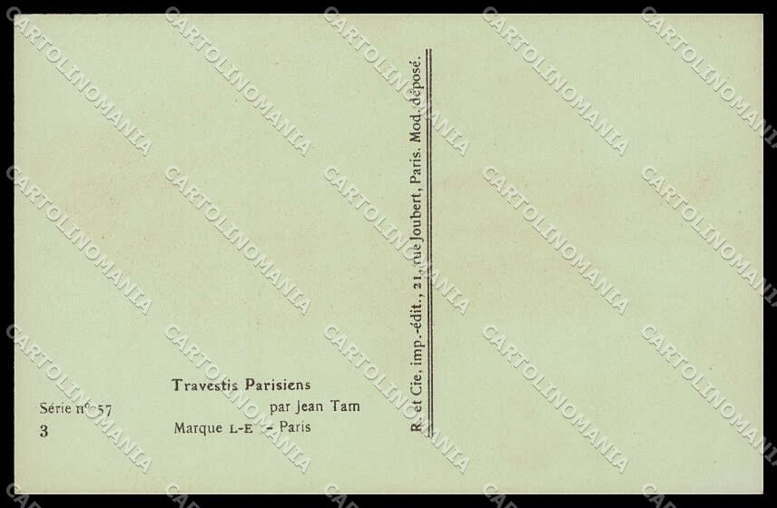 Artist Signed Jean Tam Lady Cupid Travestis Parisiens serie 57-3 pc ZG6959 – retro