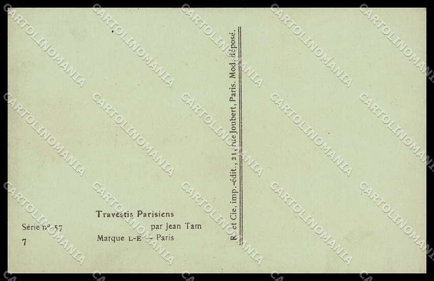Artist Signed Jean Tam Lady Cupid Travestis Parisiens serie 57-7 pc ZG6960 – retro
