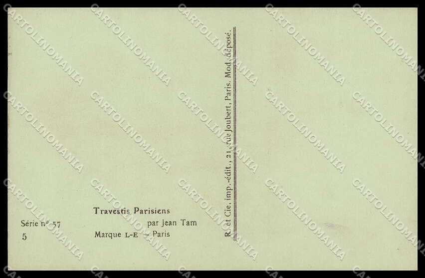 Artist Signed Jean Tam Lady Cupid Travestis Parisiens serie 57-5 pc ZG6961 – retro