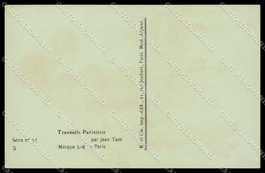 Artist Signed Jean Tam Lady Cupid Travestis Parisiens serie 57-5 pc ZG6964 – retro