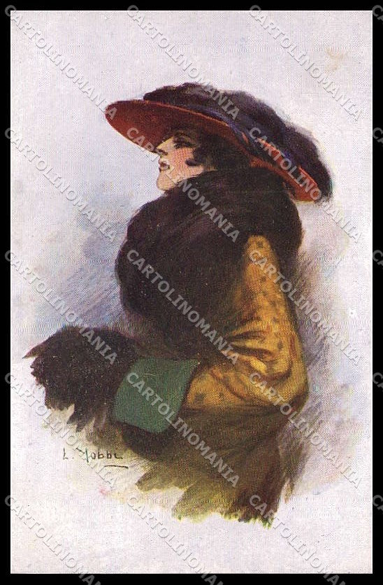 Illustratori Artist Signed L. Yobbi Fashion Glamour Lady serie 36-1 pc ZG6967 – fronte