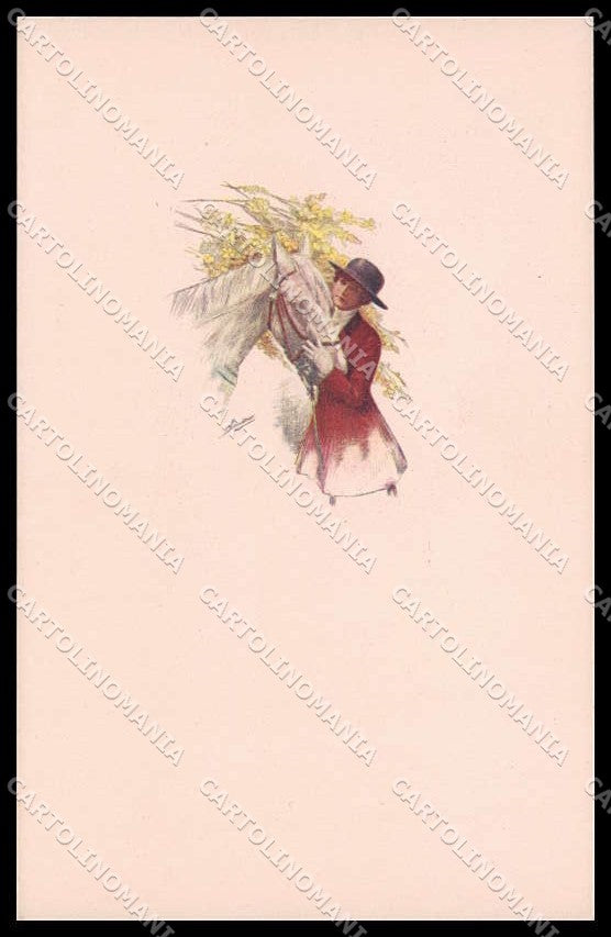 Illustratori Artist Signed Simeone Lady Horse serie 597M-1 cartolina ZG6986 – fronte