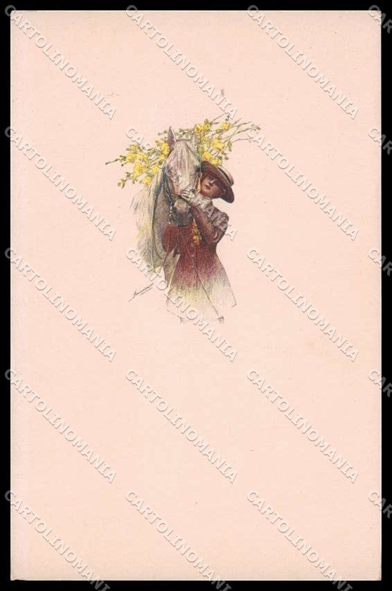 Illustratori Artist Signed Simeone Lady Horse serie 597M-4 cartolina ZG6987 – fronte
