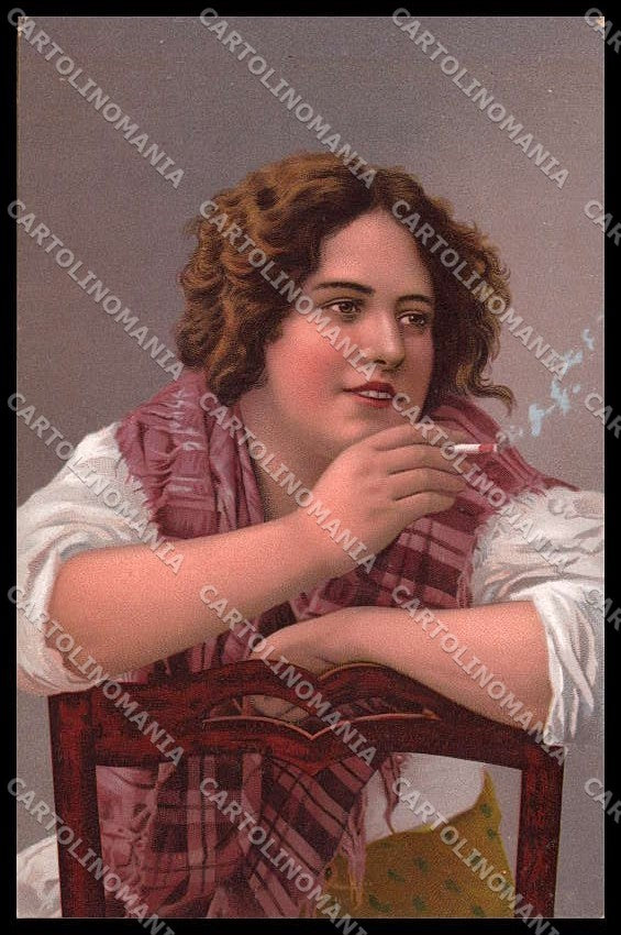 Illustratori Artist Signed Smoking Lady Smoking Stengel cartolina ZG7051 – fronte