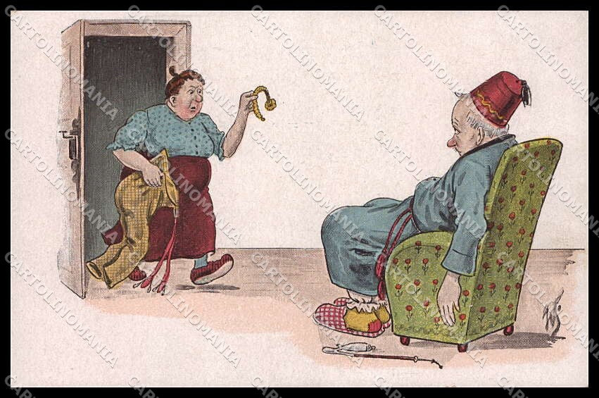 Illustratori Artist Signed W. Scheuermann Lady Man Comic 100 cartolina ZG7052 – fronte
