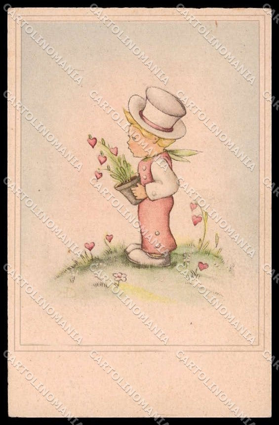 Illustratori Artist Signed Child Boy Flowers serie 6684 cartolina ZG7056 – fronte