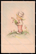 Illustratori Artist Signed Child Boy Flowers serie 6684 cartolina ZG7056 – fronte